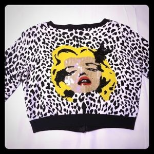 RARE Betsey Johnson Marilyn Leopard Crop Sweater
